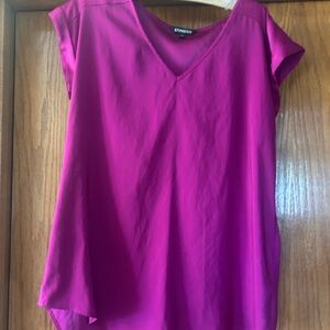 Express Pink Asymmetrical Cap Sleeve Blouse
